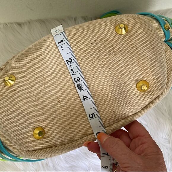 Crocs Huarache Tan Green Blue Strappy Hemp Canvas Tote Bag - Picture 8 of 14